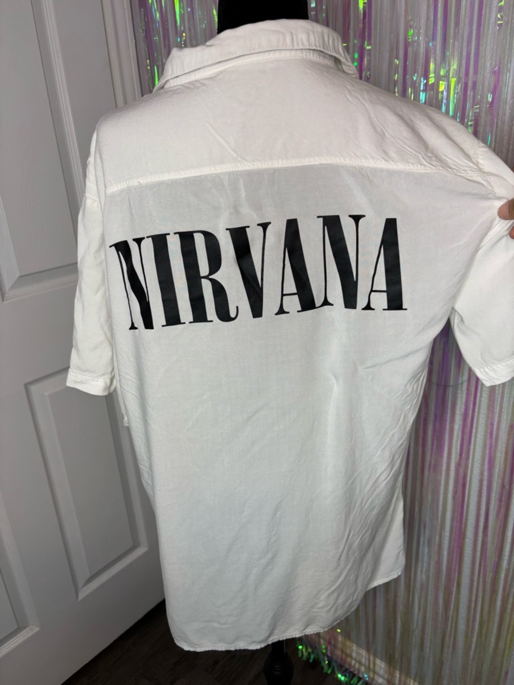 NIRVANA Lightweight Button Up Short Sleeve Shirt Men’s Sz Medium 100% Cotton - Picture 8 of 12